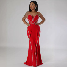 Hot Drill Mesh Patchwork Lace Maxi Dress NY-3161