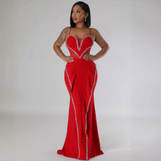 Hot Drill Mesh Patchwork Lace Maxi Dress NY-3161
