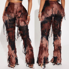 Tie Dye Print Tassel Casual Pants GFRT-7801PG