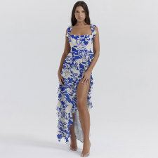 Sexy Print Sleeveless Patchwork Maxi Dress NY-3200