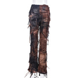 Tie Dye Print Tassel Casual Pants GFRT-7801PG