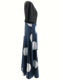 Casual Polka Dot Print Slash Shoulder Midi Dress SFY-2771