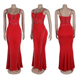 Hot Drill Mesh Patchwork Lace Maxi Dress NY-3161