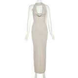 Sleeveless Halter Backless Slim Maxi Dress GZJQ-K23D28789
