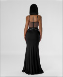 Hot Drill Mesh Patchwork Lace Maxi Dress NY-3161