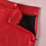 Patchwork Split PU Leather Half Body Skirt GFRT-7662SG