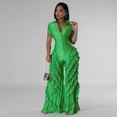 Fashion Short Sleeve Loose Slim Fit Jumpsuit CYA-901199
