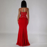 Hot Drill Mesh Patchwork Lace Maxi Dress NY-3161