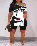 Short Sleeve Print Split Two Piece Shorts Set GMES-S1008