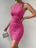 Sleeveless Solid Color Pleated Mini Dress GFMA-2033