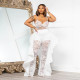 Lace Patchwork Sling Flare Pants Two Piece Set CYA-901174