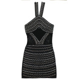 Sexy Hot Drill Mesh Halter Mini Dress CYA-901192