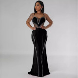 Hot Drill Mesh Patchwork Lace Maxi Dress NY-3161