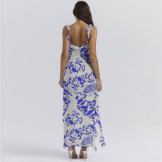 Sexy Print Sleeveless Patchwork Maxi Dress NY-3200