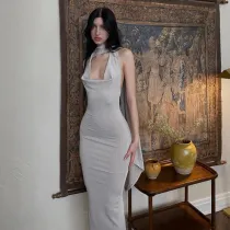 Sleeveless Halter Backless Slim Maxi Dress GZJQ-K23D28789