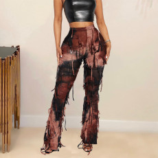 Tie Dye Print Tassel Casual Pants GFRT-7801PG
