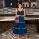 Plus Size Sling Tassel Sleeveless Denim Long Dress GDAM-218397
