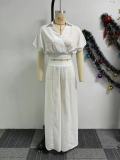 Solid Color Loose Flare Pants Two Piece Set NY-10780