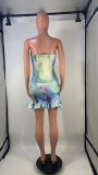 Sexy Print Tube Tops Patchwork Mini Dress GDNY-1022