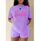 Plus Size Letter Print Short Sleeve Short Suit GMZD-M3111B30