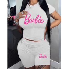 Plus Size Letter Print Short Sleeve Short Suit GMZD-M3111B30