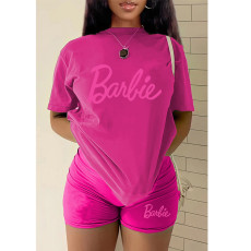 Plus Size Letter Print Short Sleeve Short Suit GMZD-M3111B30