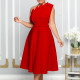 Slant Neck Pleated Sleeveless Party Dress GMLF-3200