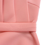 Slant Neck Pleated Sleeveless Party Dress GMLF-3200