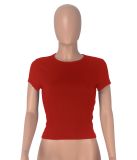 Solid Color Short Sleeve Casual T Shirt MZ-2852