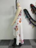 Printed V-Neck Sleeveless Split Long Dress NY-10785