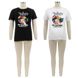 Letter Print Short Sleeve T Shirt SFY-001-1