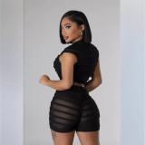 Knits See Through Nightclub Two Piece Short Set QXTF-83012