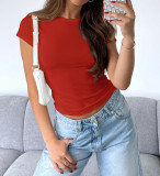 Solid Color Short Sleeve Casual T Shirt MZ-2852