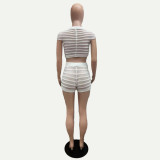 Knits See Through Nightclub Two Piece Short Set QXTF-83012