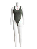 Sleeveless Solid Bodysuit+Skirt 2 Piece Set CH-24030