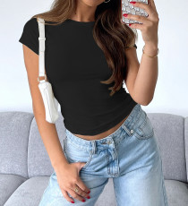 Solid Color Short Sleeve Casual T Shirt MZ-2852