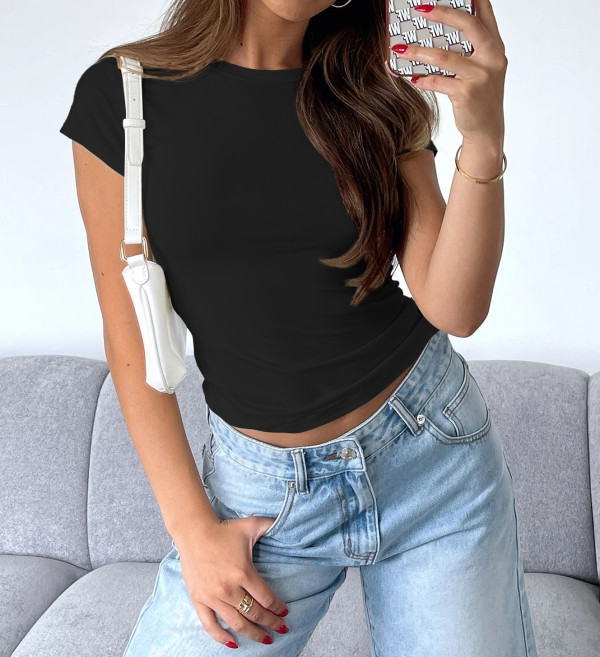 Solid Color Short Sleeve Casual T Shirt MZ-2852