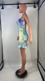 Sexy Print Tube Tops Patchwork Mini Dress GDNY-1022