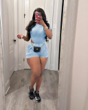 Solid Color Rib Bodysuit And Shorts 2 Piece Set TR-1311