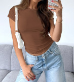 Solid Color Short Sleeve Casual T Shirt MZ-2852