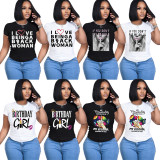 Letter Print Short Sleeve T Shirt SFY-001-1