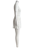 Solid Color Lapel Sport Two Piece Skirts Set CH-24028S