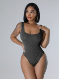 Sleeveless Solid Bodysuit+Skirt 2 Piece Set CH-24030