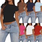 Solid Color Short Sleeve Casual T Shirt MZ-2852