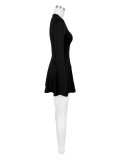Sport Long Sleeve Flare Mini Dress(With Safety Pants) CH-24029
