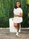 Solid Color Lapel Sport Two Piece Skirts Set CH-24028S