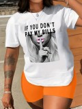 Letter Print Short Sleeve T Shirt SFY-001-1