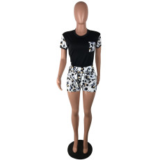 Casual Leopard Print Short Sleeve 2 Piece Set LP-66209