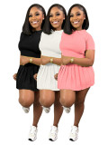 Solid Color Lapel Sport Two Piece Skirts Set CH-24028S