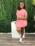 Solid Color Lapel Sport Two Piece Skirts Set CH-24028S